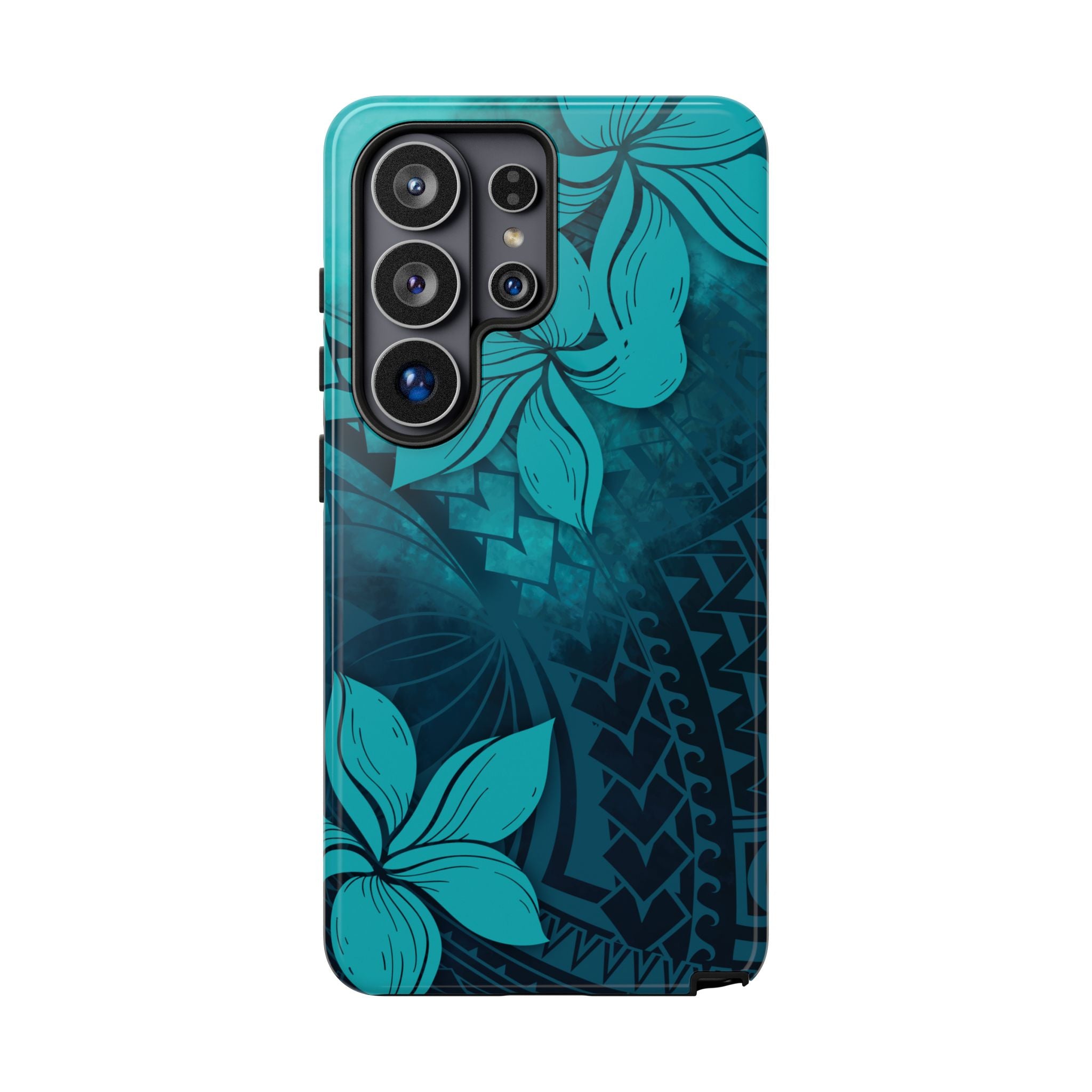 Moana Bloom Tough Samsung Galaxy Case Samsung Galaxy S26 Ultra Glossy - Hawaiian Teal Plumeria Ocean Tribal Design - The Local Banyan