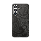 Tribal Guardian Tough Samsung Galaxy Case Detail View - Hawaiian Black on Black Polynesian Tribal Design Close Up - The Local Banyan