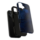 Woman holding Midnight Essence Tough iPhone Case - Hawaiian Midnight Navy Polynesian Tribal Design - The Local Banyan