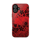 Keahi Pua MagSafe iPhone Case Detail View - Hawaiian Fire Flower Red Tribal Floral Design Close Up - The Local Banyan
