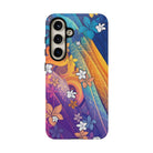 Mauna Sunrise Tough Samsung Galaxy Case Detail View - Hawaiian Colorful Sunrise Plumeria Design Close Up - The Local Banyan