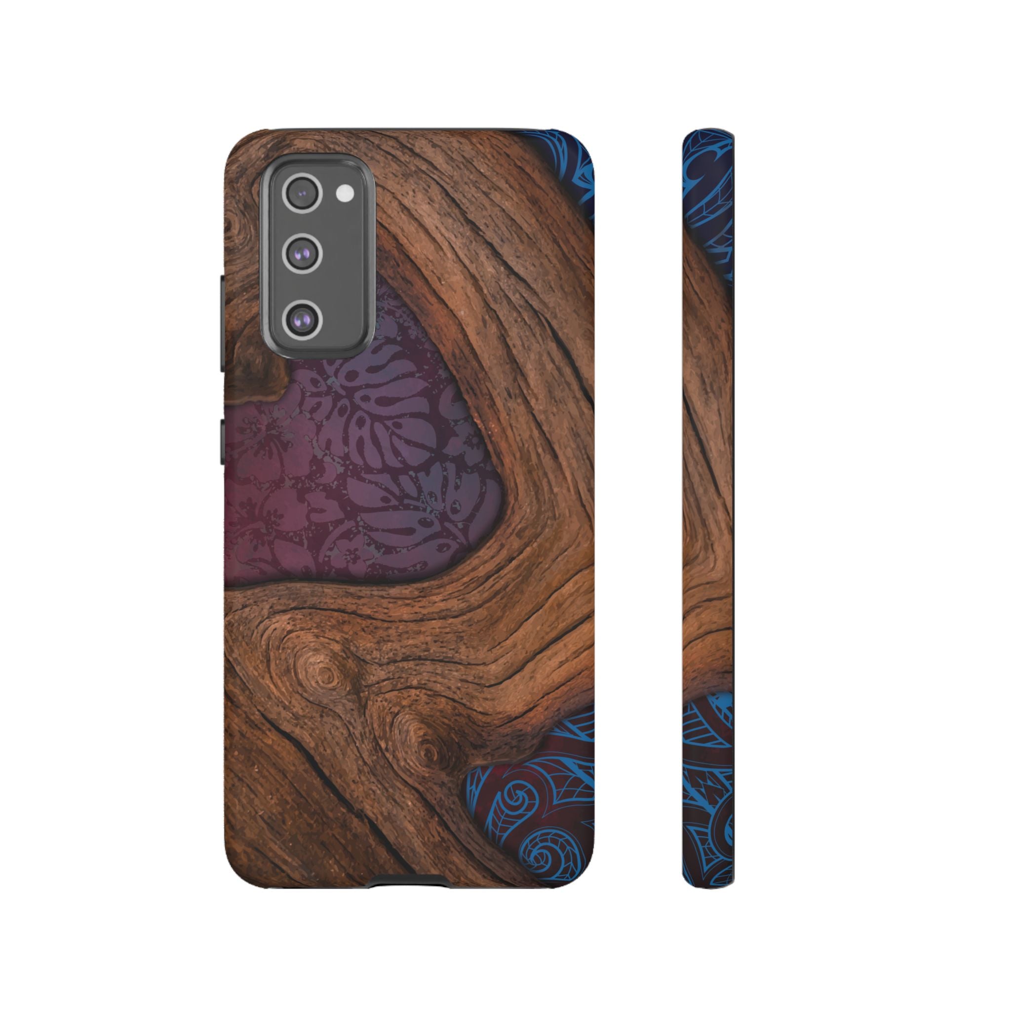 Rooted Tough Samsung Galaxy Case Samsung Galaxy S20 FE Matte - Hawaiian Koa Wood Island Strength Tribal Design - The Local Banyan
