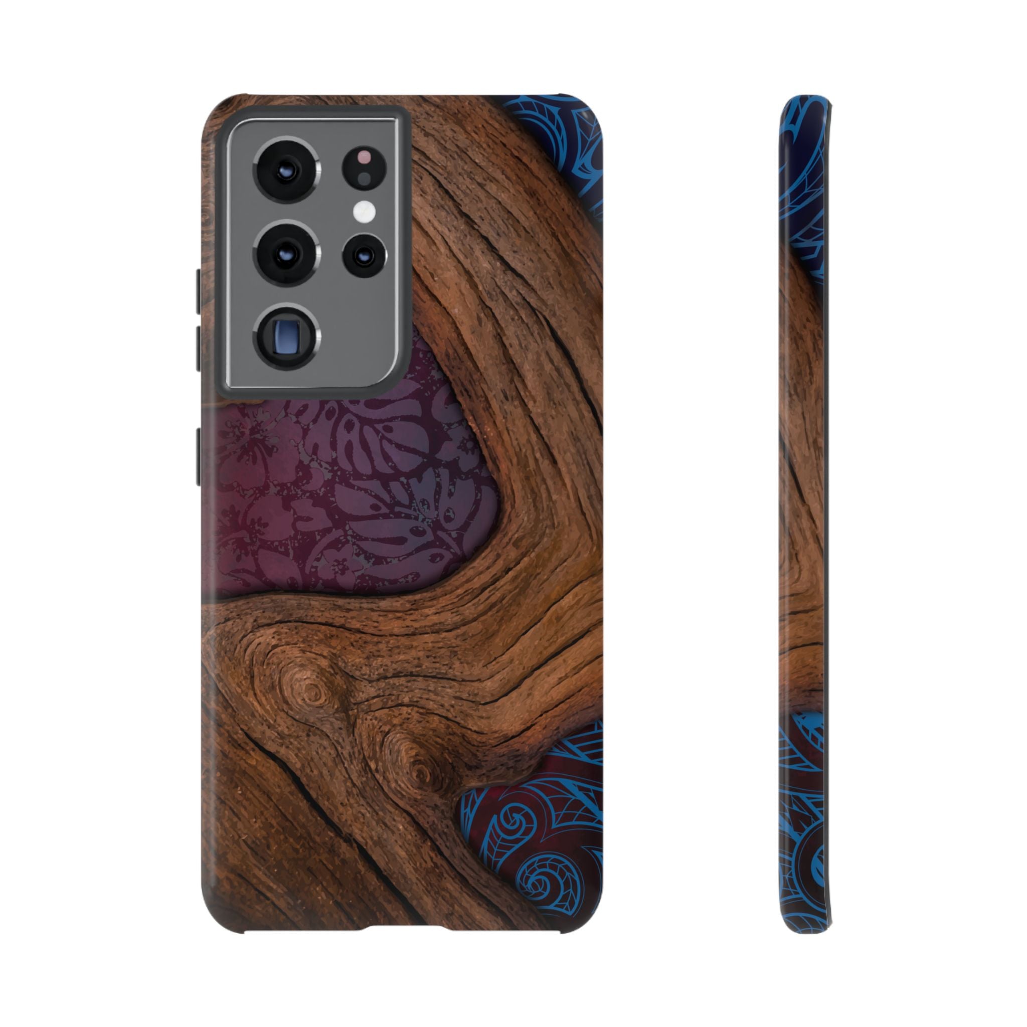 Rooted Tough Samsung Galaxy Case Samsung Galaxy S21 Ultra Glossy - Hawaiian Koa Wood Island Strength Tribal Design - The Local Banyan