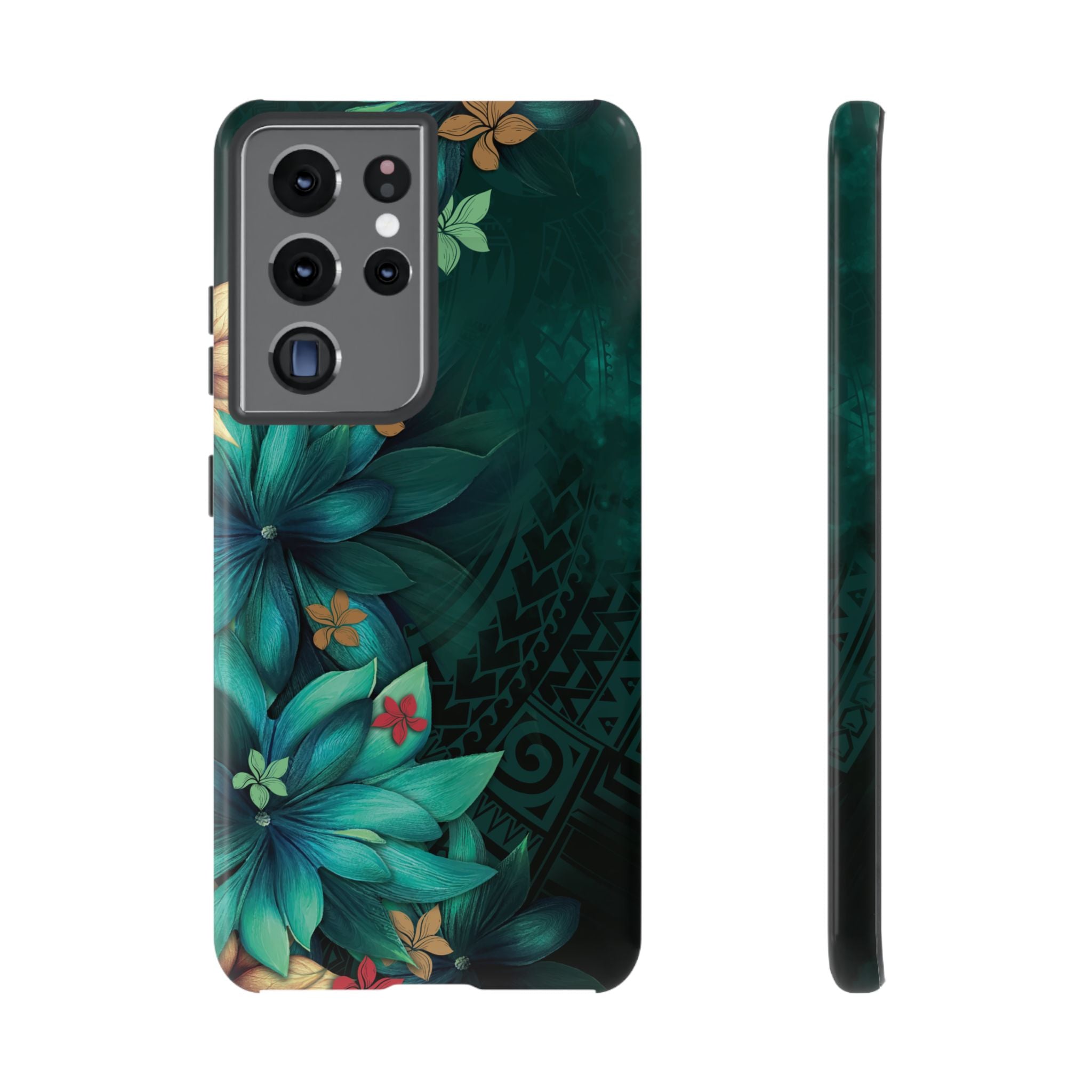 Aloha Whispers Tough Samsung Galaxy Case Samsung Galaxy S21 Ultra Glossy - Hawaiian Abstract Green Floral Polynesian Design - The Local Banyan