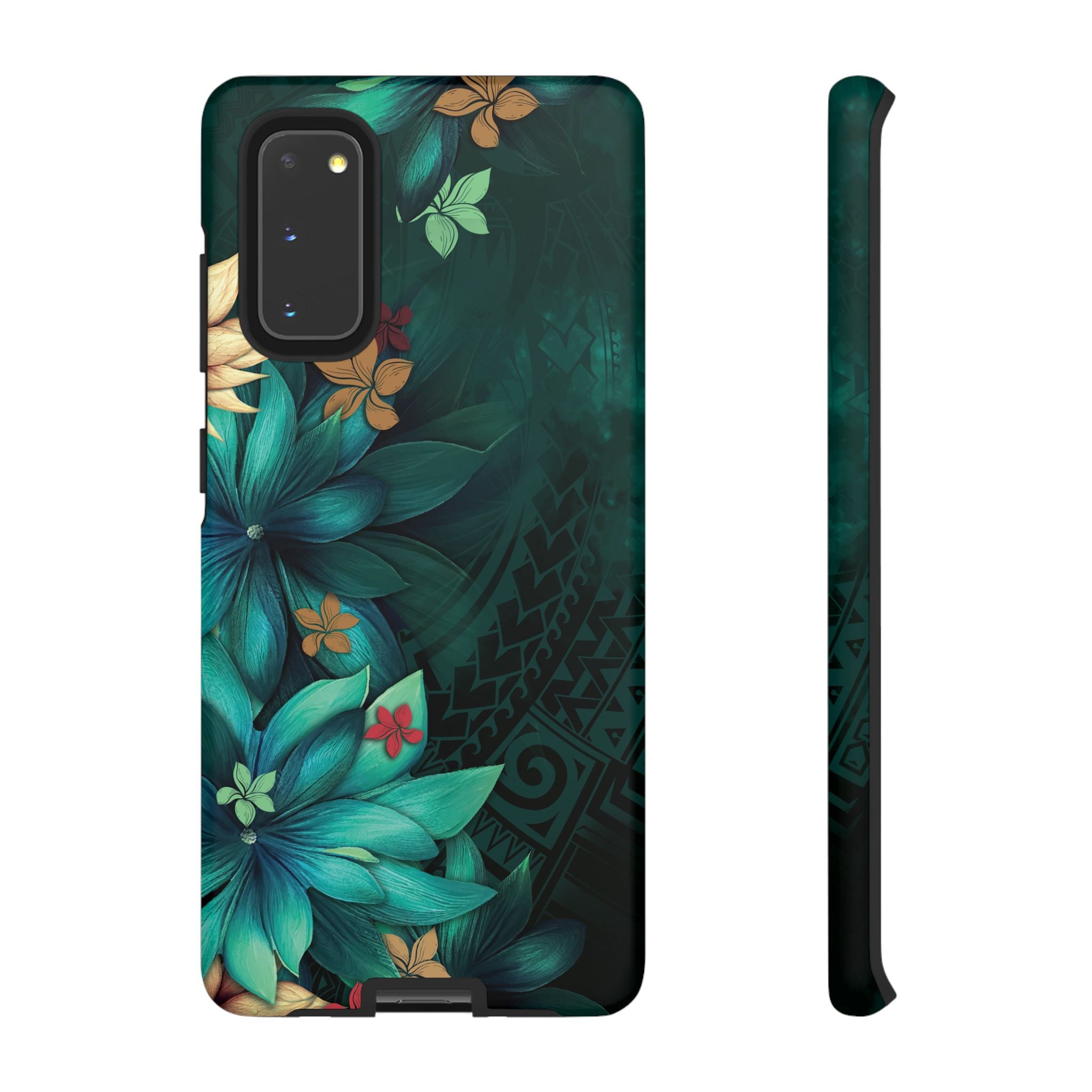 Aloha Whispers Tough Samsung Galaxy Case Samsung Galaxy S20 Matte - Hawaiian Abstract Green Floral Polynesian Design - The Local Banyan