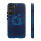 Kikokiko Lehua Tough Samsung Galaxy Case Samsung Galaxy S22 Matte - Hawaiian Navy Blue Geometric Hibiscus Design - The Local Banyan