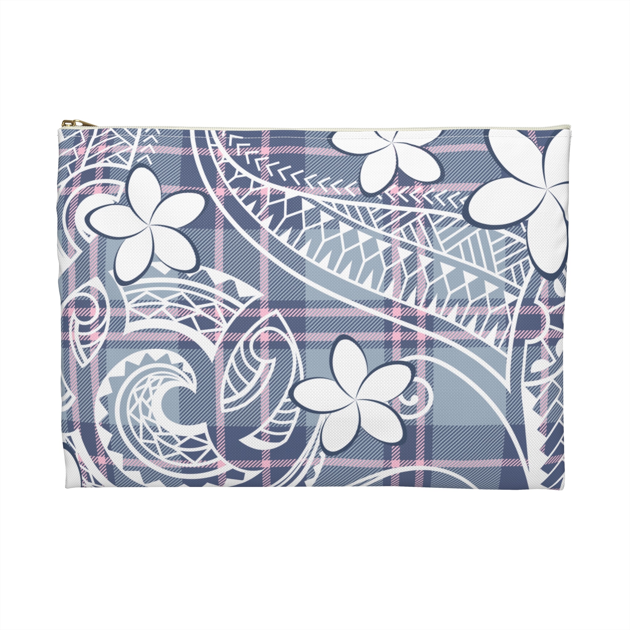 Plaid Plumeria Travel Pouch Bag Pouches