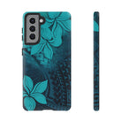Moana Bloom Tough Samsung Galaxy Case Samsung Galaxy S21 Matte - Hawaiian Teal Plumeria Ocean Tribal Design - The Local Banyan