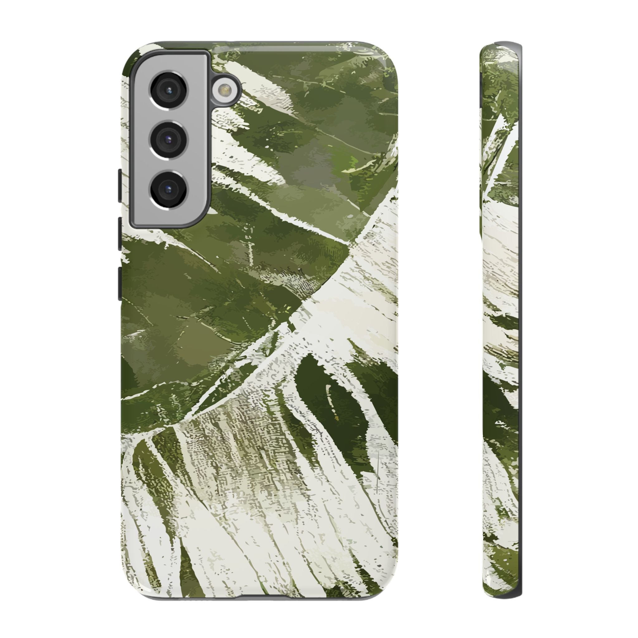 Island Breeze Tough Samsung Galaxy Case Samsung Galaxy S22 Plus Glossy - Hawaiian Palm Leaf Olive Green Botanical Design - The Local Banyan