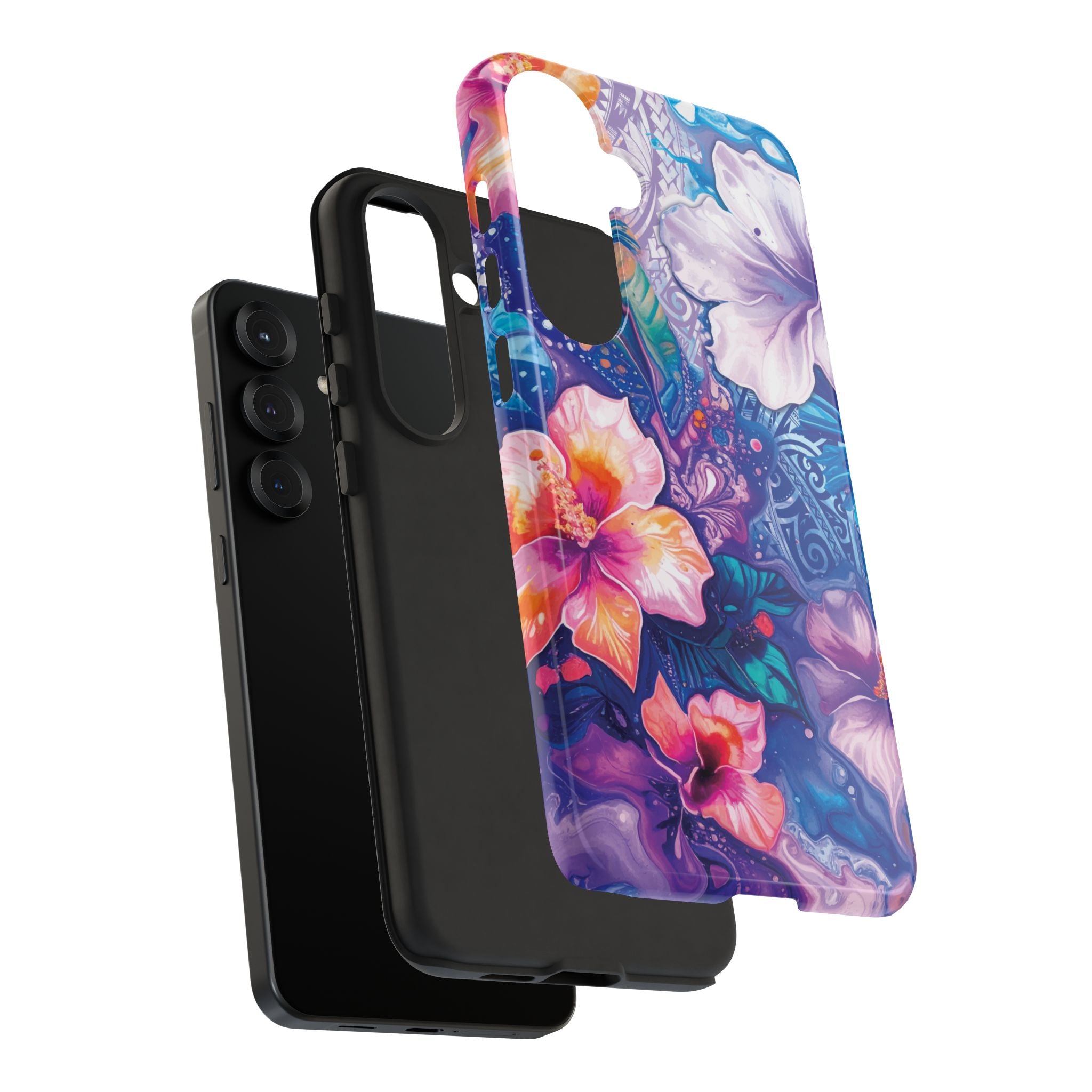 Aloha Wai Tough Samsung Galaxy Case Detail View - Hawaiian Aloha Tropical Floral Design Close Up - The Local Banyan