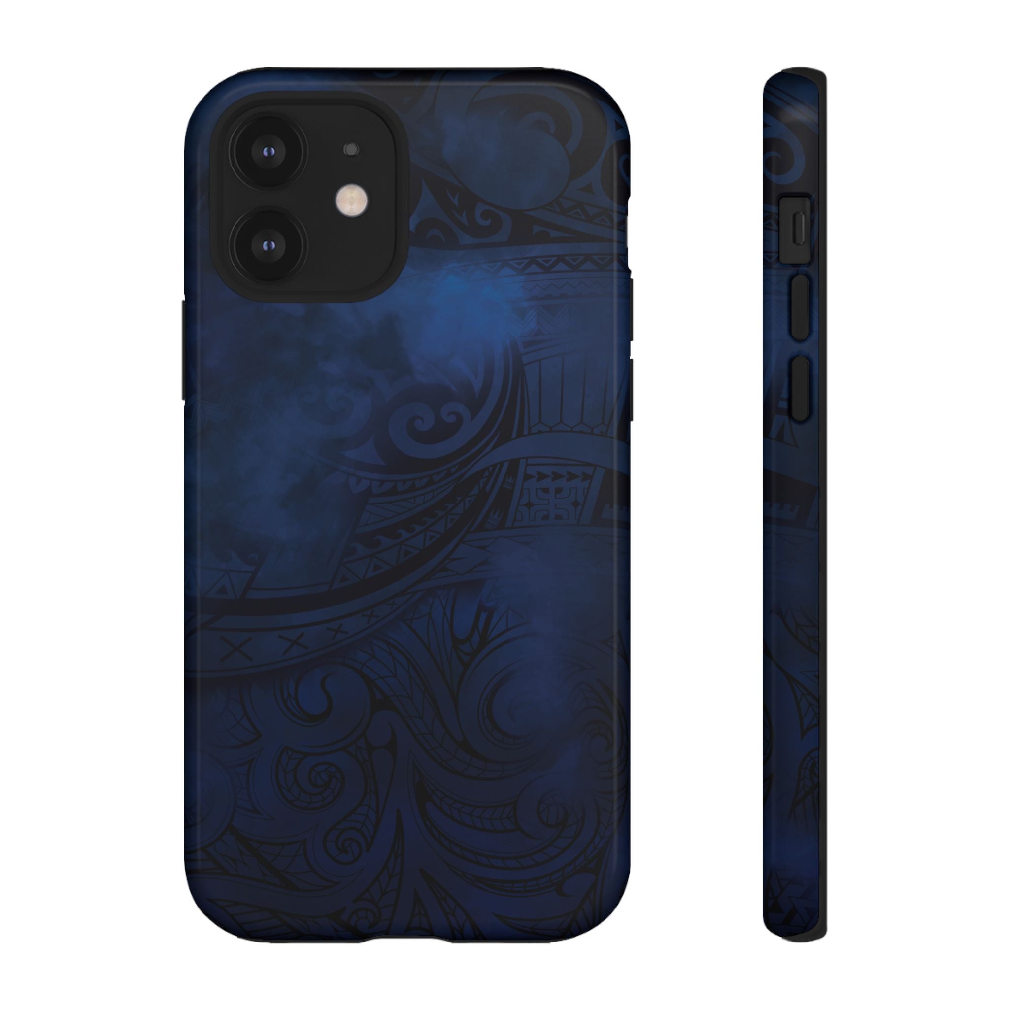 Midnight Essence Tough iPhone Case iPhone 12 Glossy - Hawaiian Midnight Navy Polynesian Tribal Design - The Local Banyan