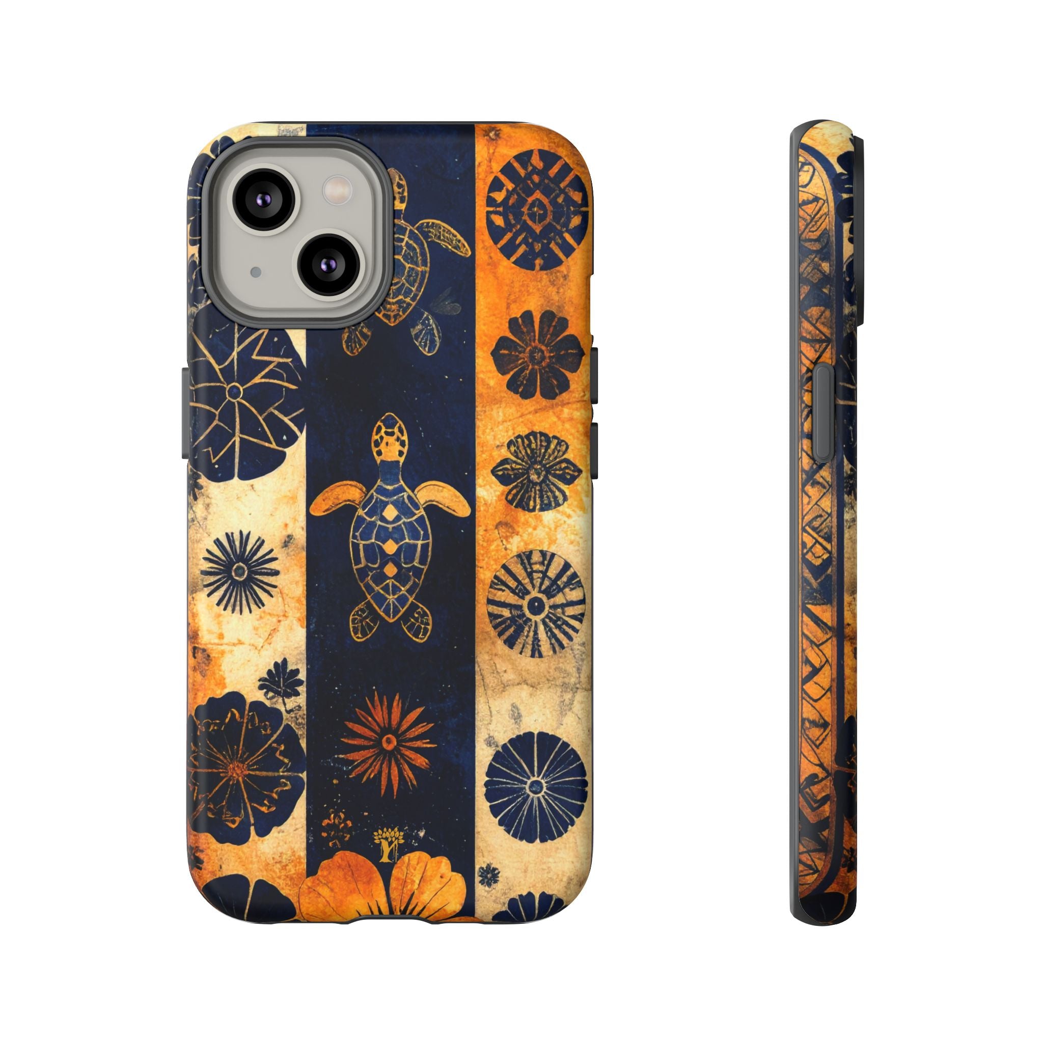 Tapa Pua Lehua Honu Tough Case for iPhone iPhone 14 Matte The Local Banyan