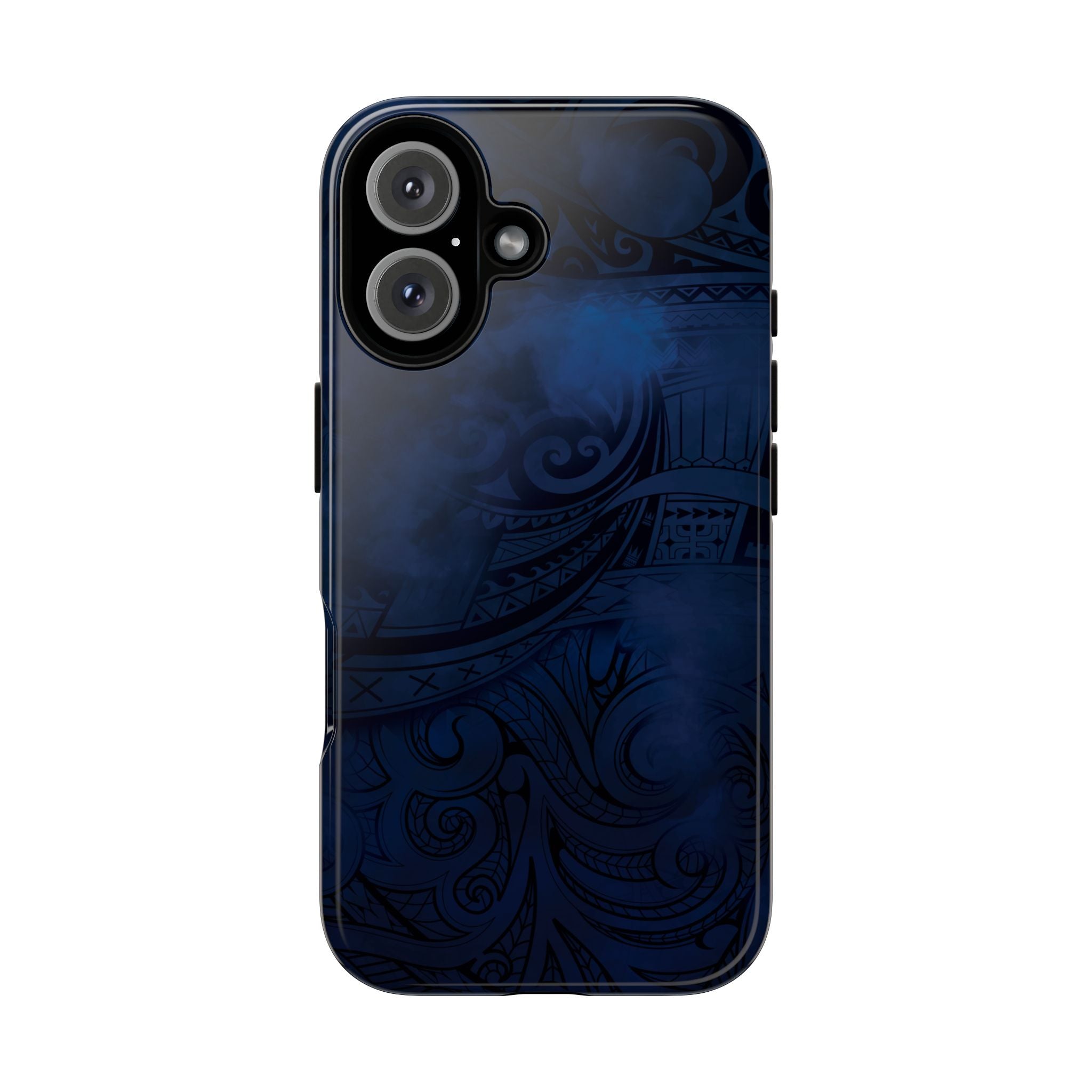 Midnight Essence Tough iPhone Case iPhone 16 Glossy - Hawaiian Midnight Navy Polynesian Tribal Design - The Local Banyan