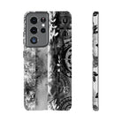 Monochrome Oasis Tough Samsung Galaxy Case Samsung Galaxy S21 Ultra Glossy - Hawaiian Black White Botanical Tribal Design - The Local Banyan