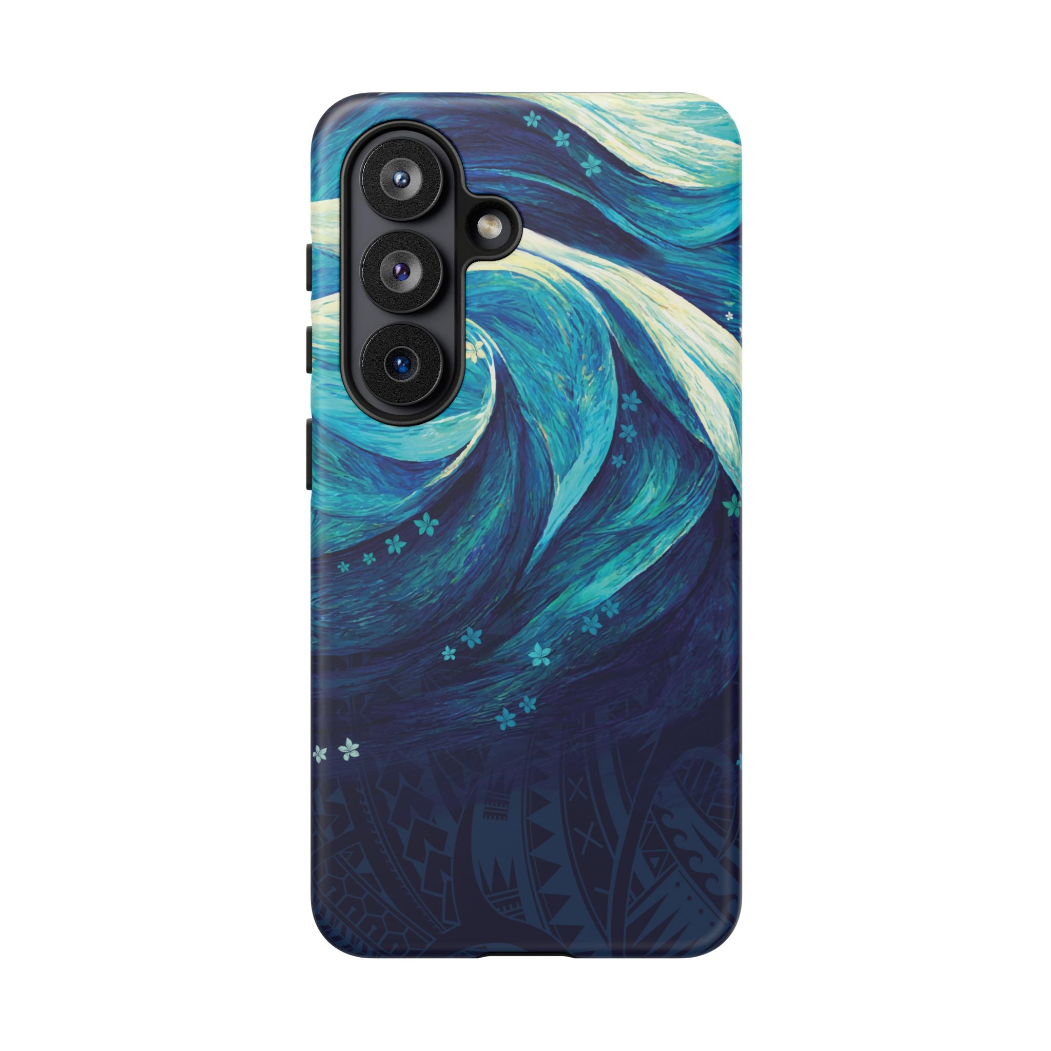 Woman holding Eternal Mana Tough Samsung Galaxy Case - Hawaiian Ocean Wave Polynesian Tribal Design - The Local Banyan