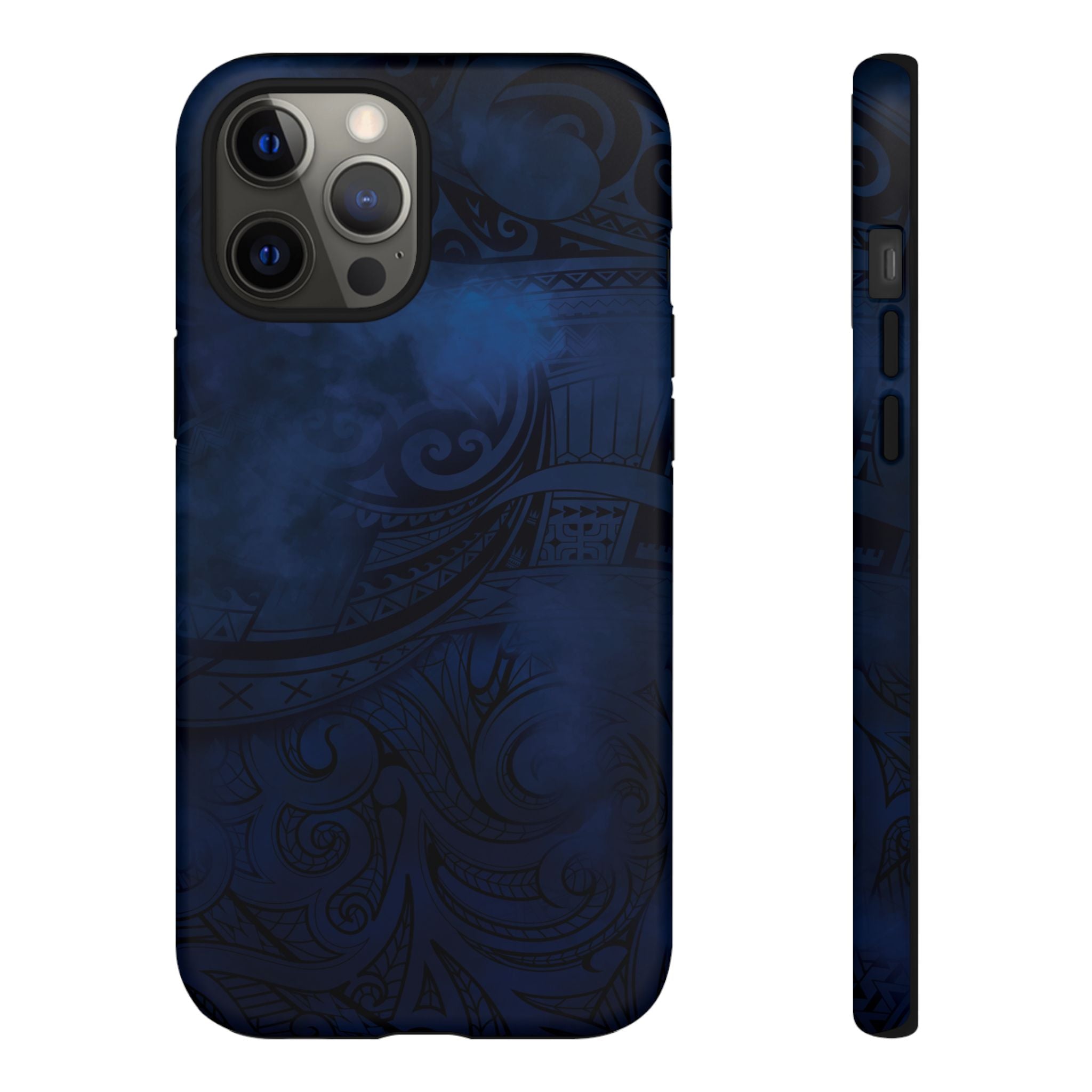 Midnight Essence Tough iPhone Case iPhone 12 Pro Max Matte - Hawaiian Midnight Navy Polynesian Tribal Design - The Local Banyan