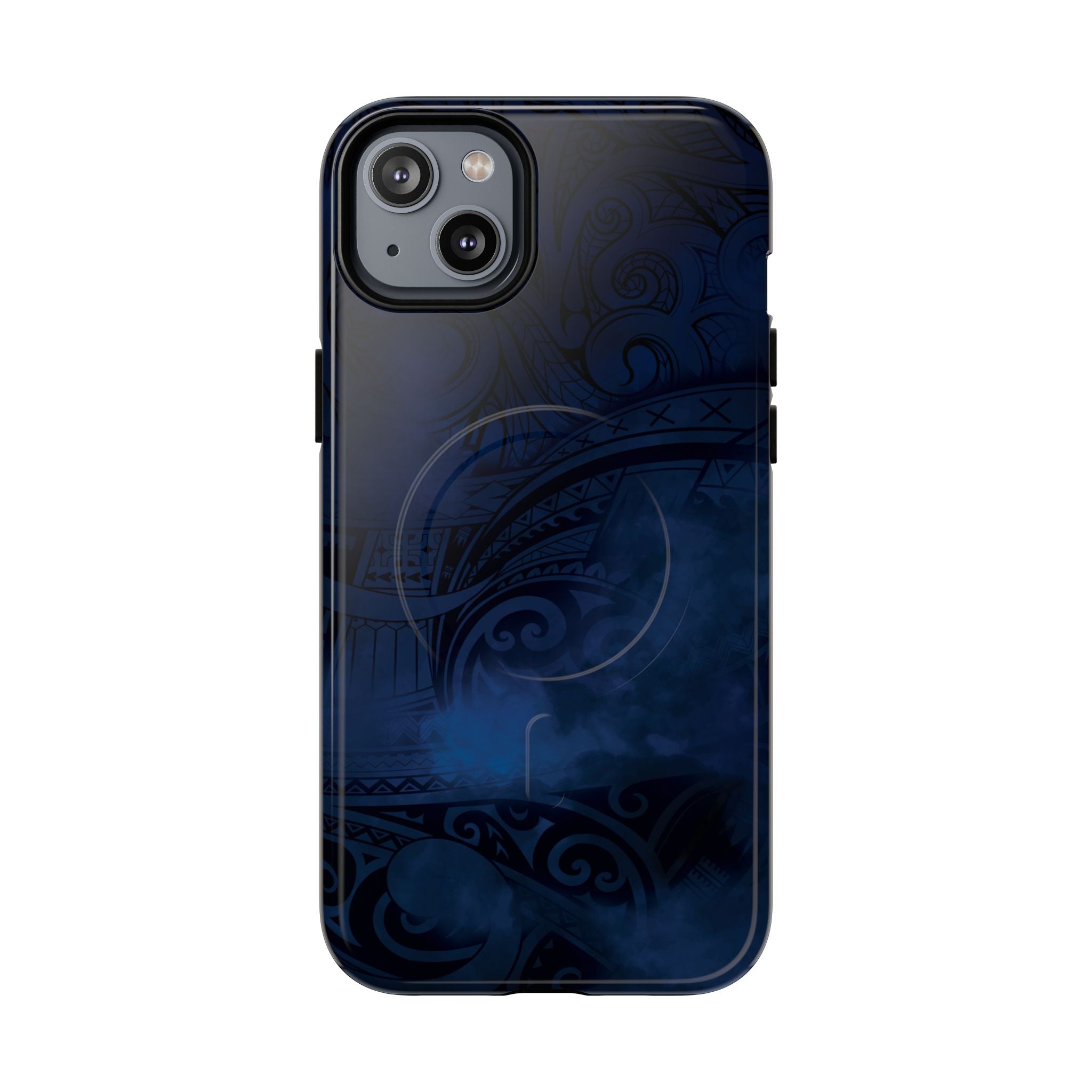Midnight Essence MagSafe iPhone Case iPhone 14 Plus Glossy - Hawaiian Midnight Navy Polynesian Tribal Design - The Local Banyan