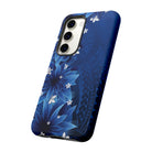 Hoku Pua Tough Samsung Galaxy Case Detail View - Hawaiian Blue Star Flower Polynesian Design Close Up - The Local Banyan