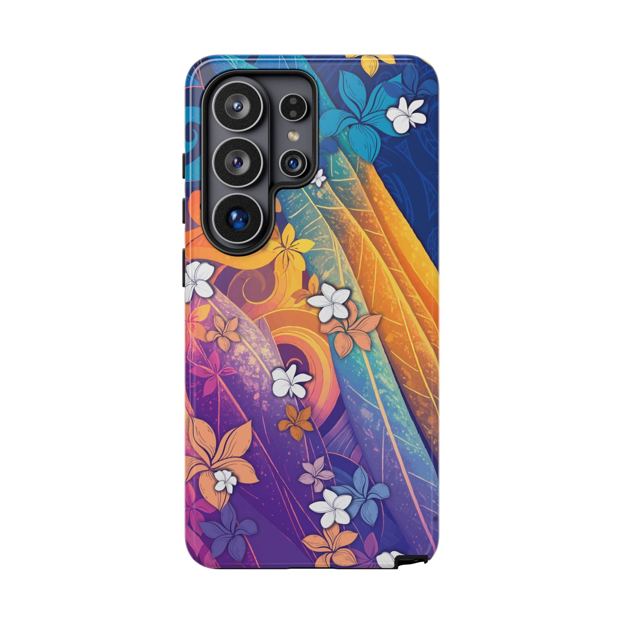 Mauna Sunrise Tough Samsung Galaxy Case Samsung Galaxy S26 Ultra Glossy - Hawaiian Colorful Sunrise Plumeria Design - The Local Banyan