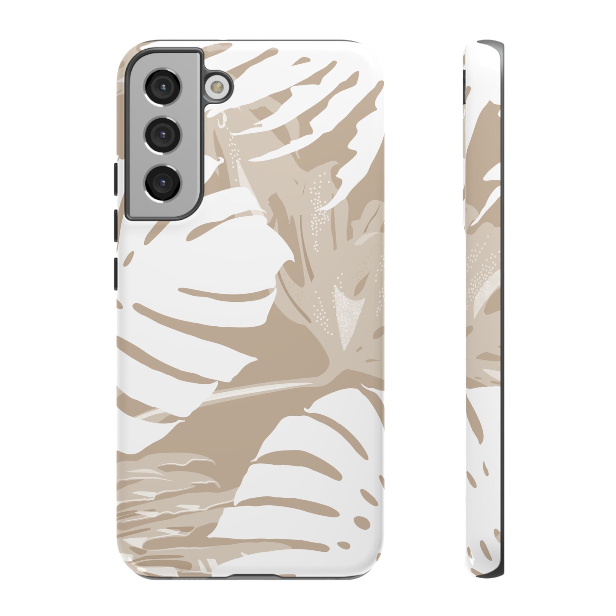 Exotic Monstera Tough Samsung Galaxy Case Samsung Galaxy S22 Plus Glossy - Hawaiian Tropical Monstera Botanical Neutral Design - The Local Banyan