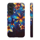 Nohea Twilight Tough Samsung Galaxy Case Samsung Galaxy S22 Matte - Hawaiian Blue Orange Plumeria Twilight Design - The Local Banyan