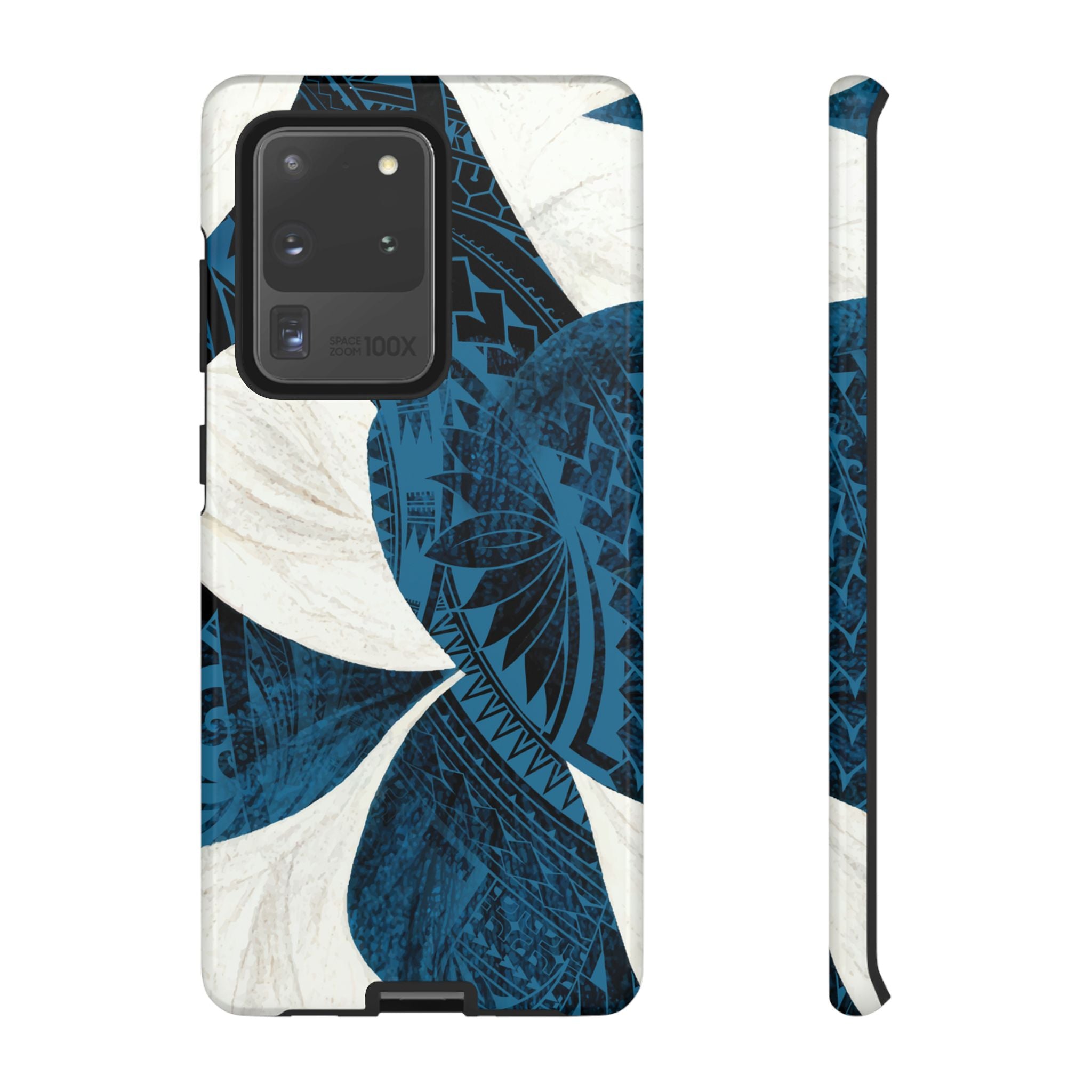 Hana Breeze Tough Samsung Galaxy Case Samsung Galaxy S20 Ultra Glossy - Hawaiian Blue Plumeria Polynesian Botanical Design - The Local Banyan