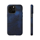 Woman holding Midnight Essence Tough iPhone Case - Hawaiian Midnight Navy Polynesian Tribal Design - The Local Banyan