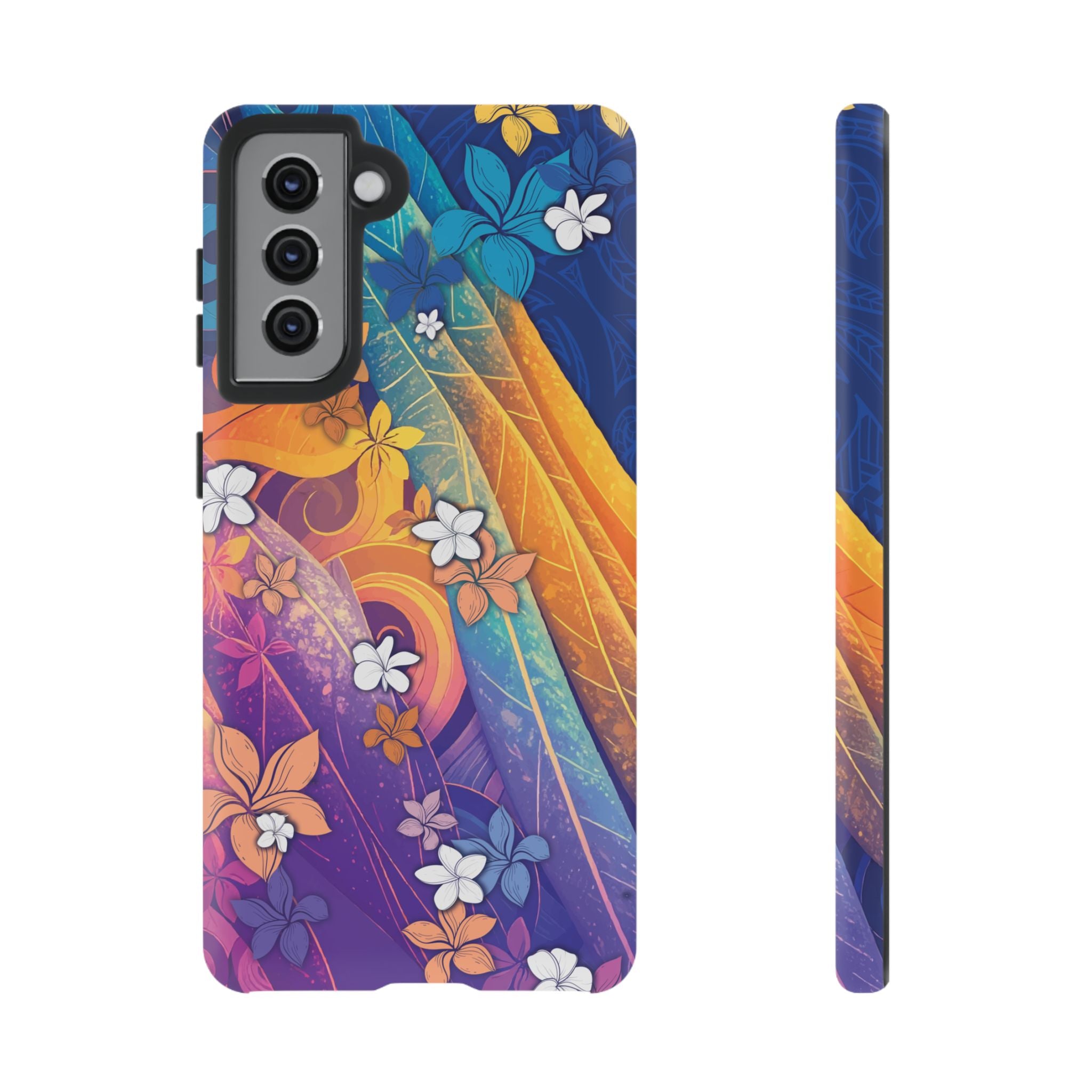 Mauna Sunrise Tough Samsung Galaxy Case Samsung Galaxy S21 Matte - Hawaiian Colorful Sunrise Plumeria Design - The Local Banyan