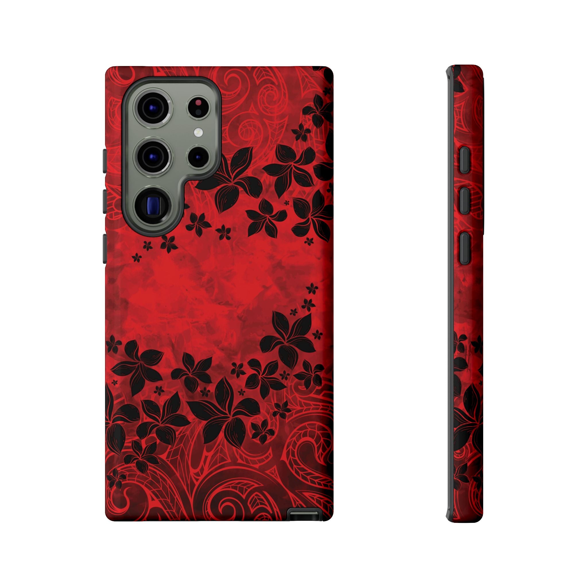 Keahi Pua Tough Samsung Galaxy Case Side View - Dual Layer Drop Protection Hawaiian Phone Case - The Local Banyan