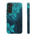 Moana Bloom Tough Samsung Galaxy Case Samsung Galaxy S22 Matte - Hawaiian Teal Plumeria Ocean Tribal Design - The Local Banyan