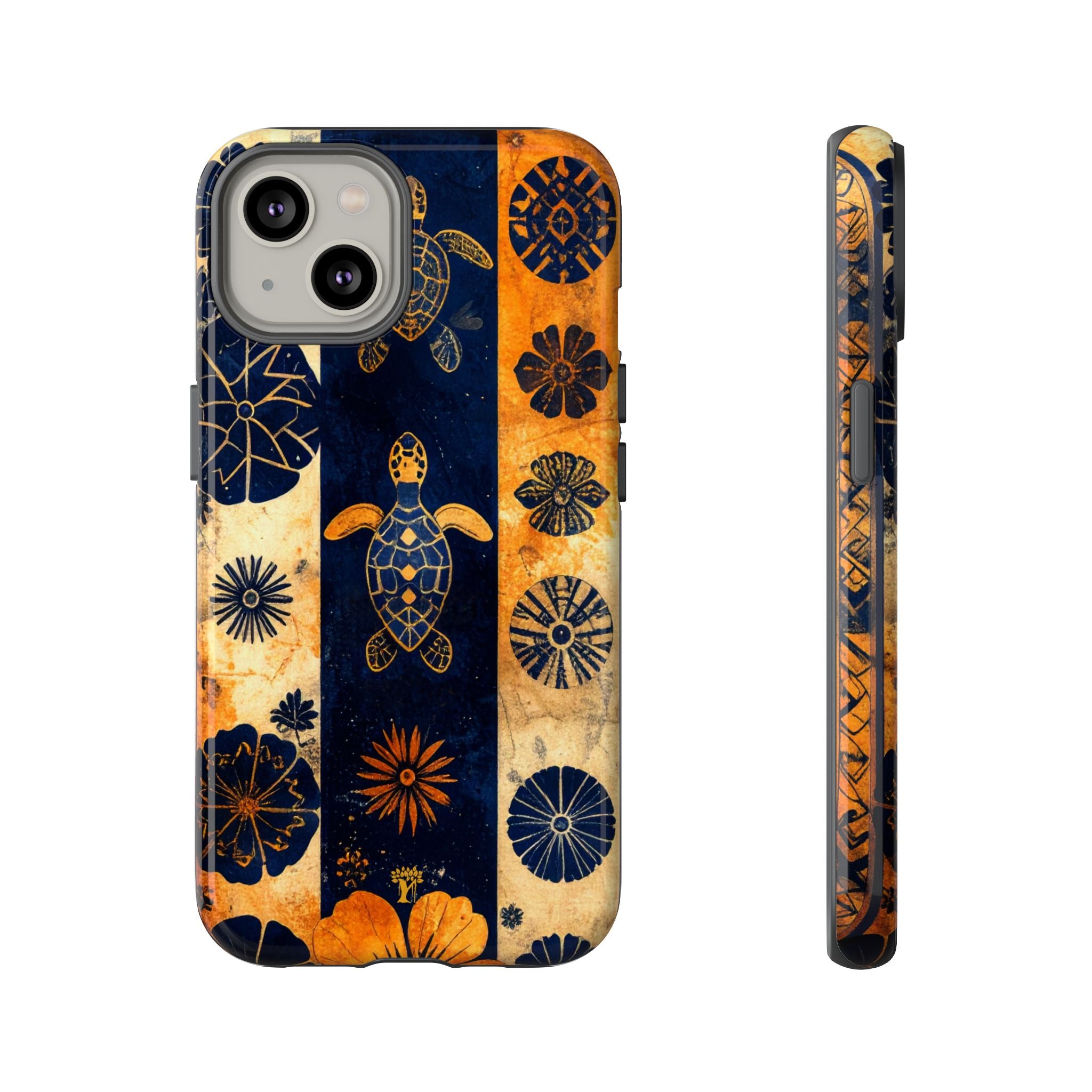 Tapa Pua Lehua Honu Tough Case for iPhone iPhone 14 Glossy The Local Banyan