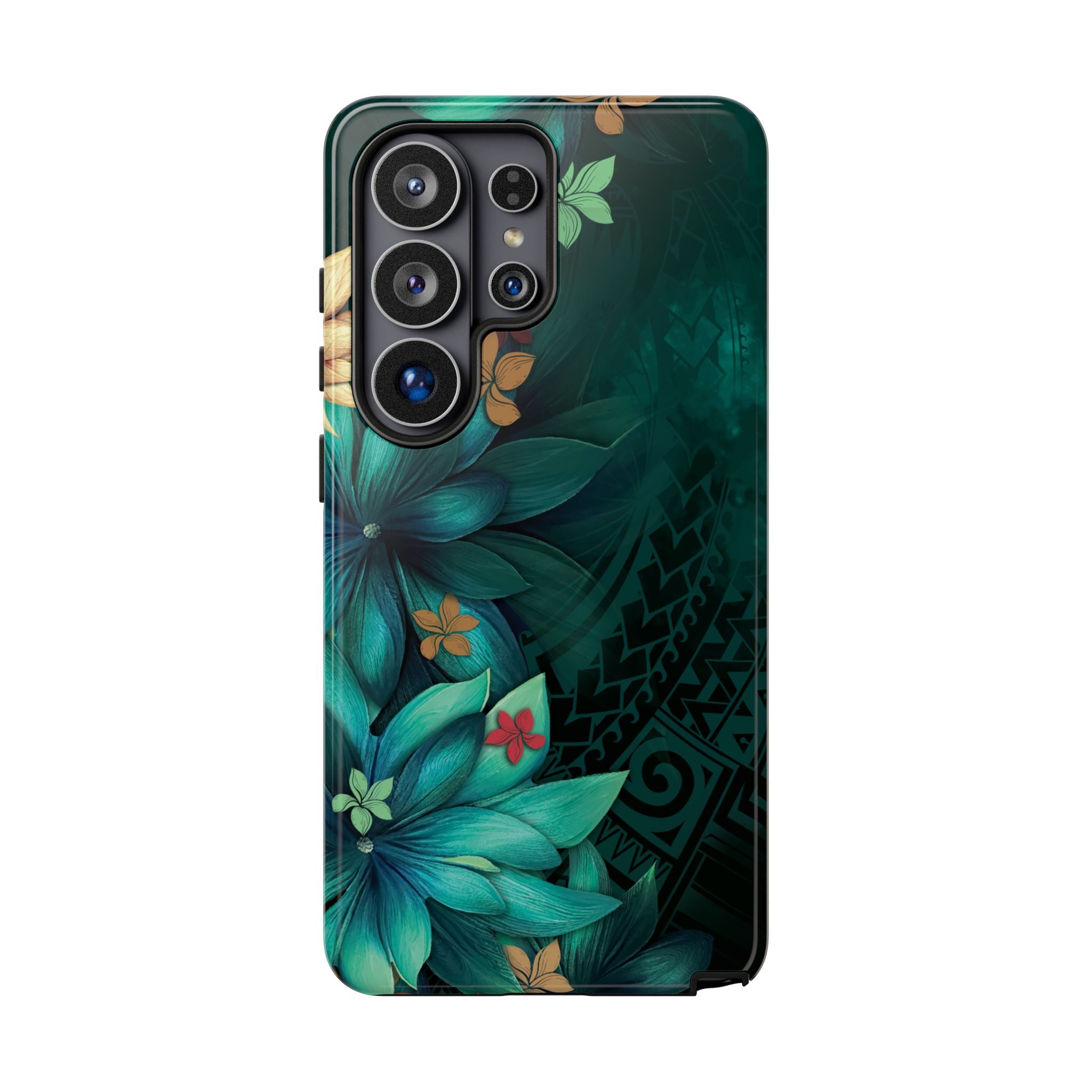 Aloha Whispers Tough Samsung Galaxy Case Samsung Galaxy S26 Ultra Glossy - Hawaiian Abstract Green Floral Polynesian Design - The Local Banyan