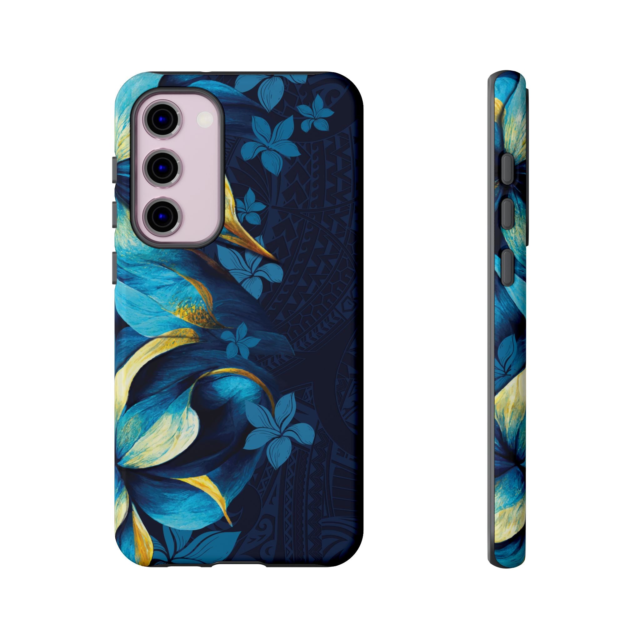 Floral Tough Case for Samsung Galaxy - Elegant Blue Design Phone Case Printify Samsung Galaxy S23 Plus Glossy