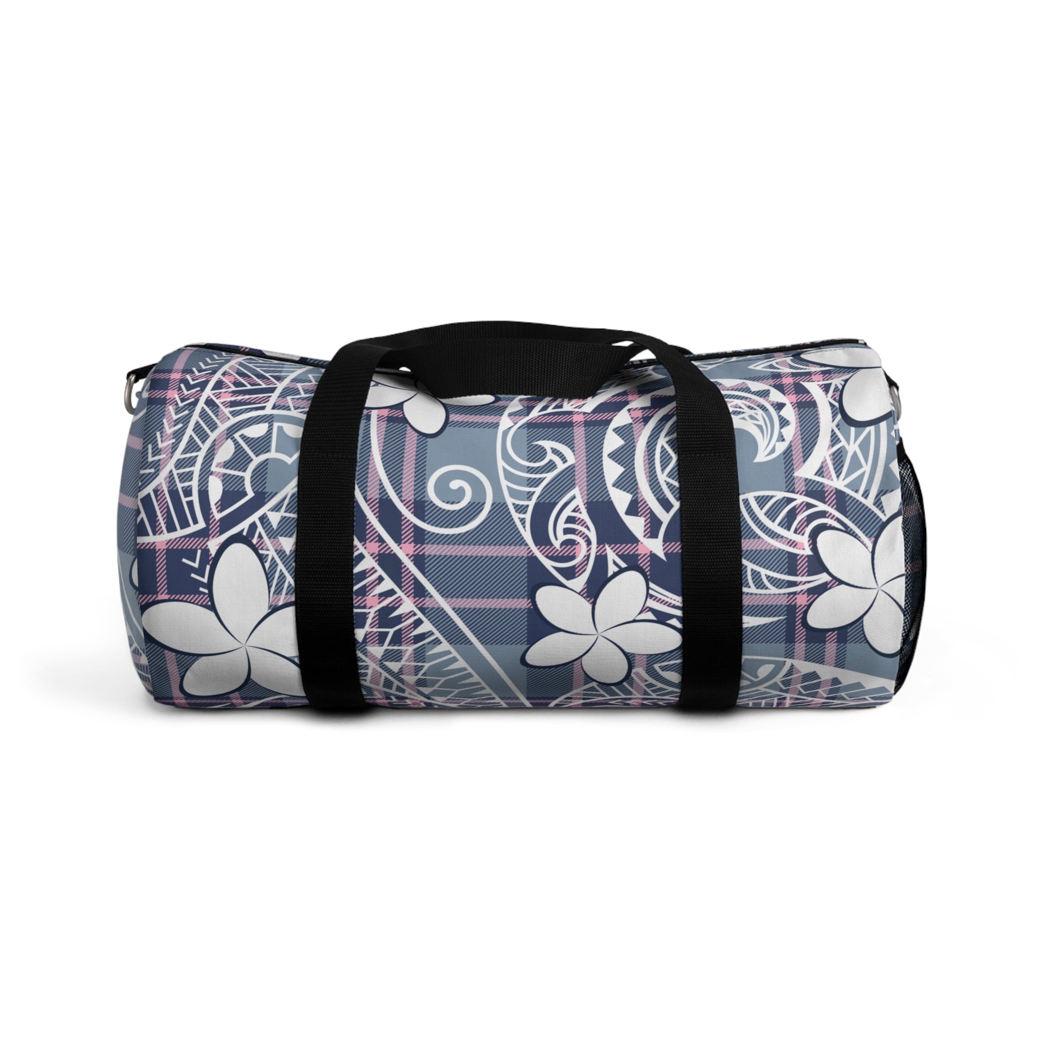 Plaid Plumeria Barrel Duffel Bag Duffels The Local Banyan Small