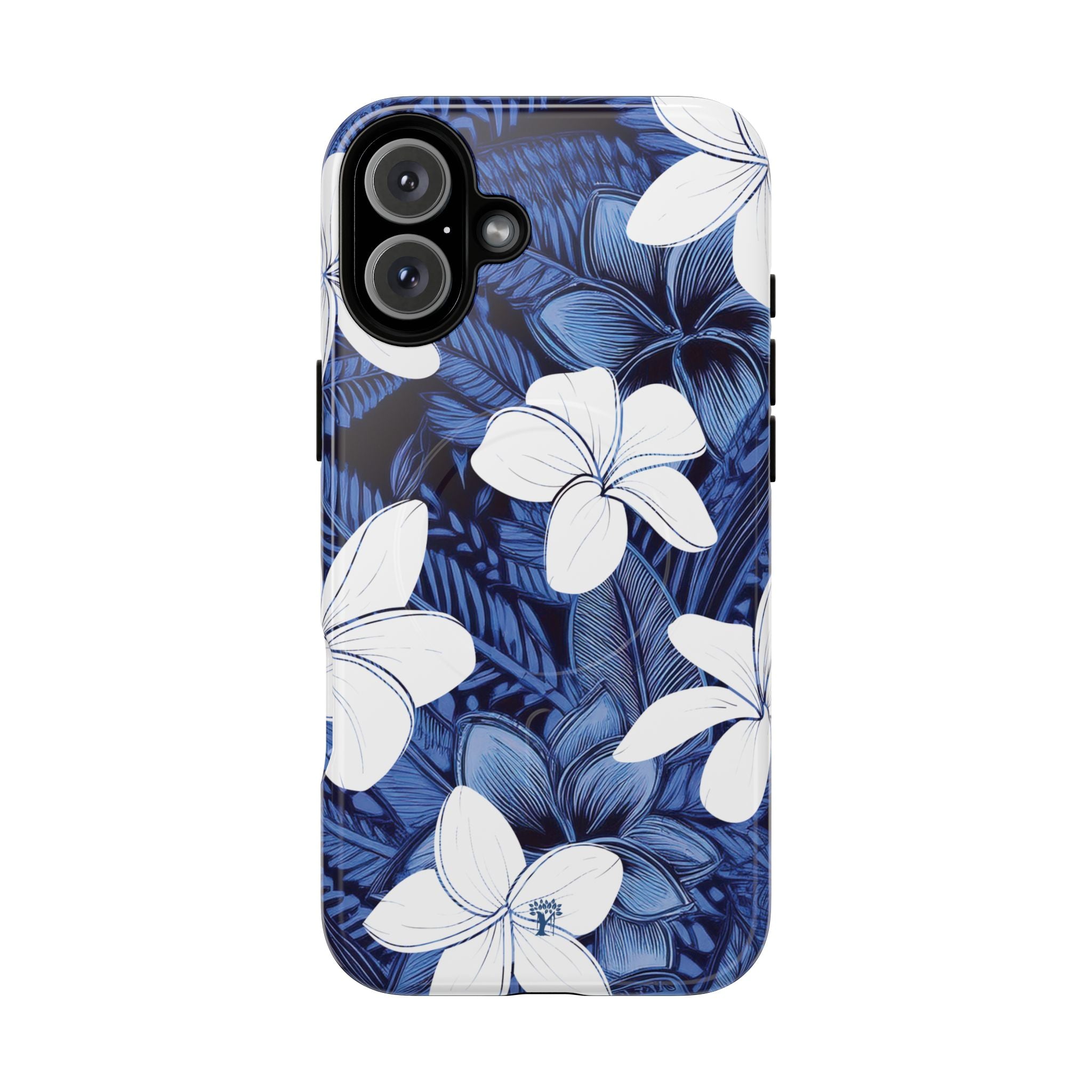 Eternal Blue Plumeria MagSafe Compatible Case for iPhone iPhone 16 Plus Glossy The Local Banyan