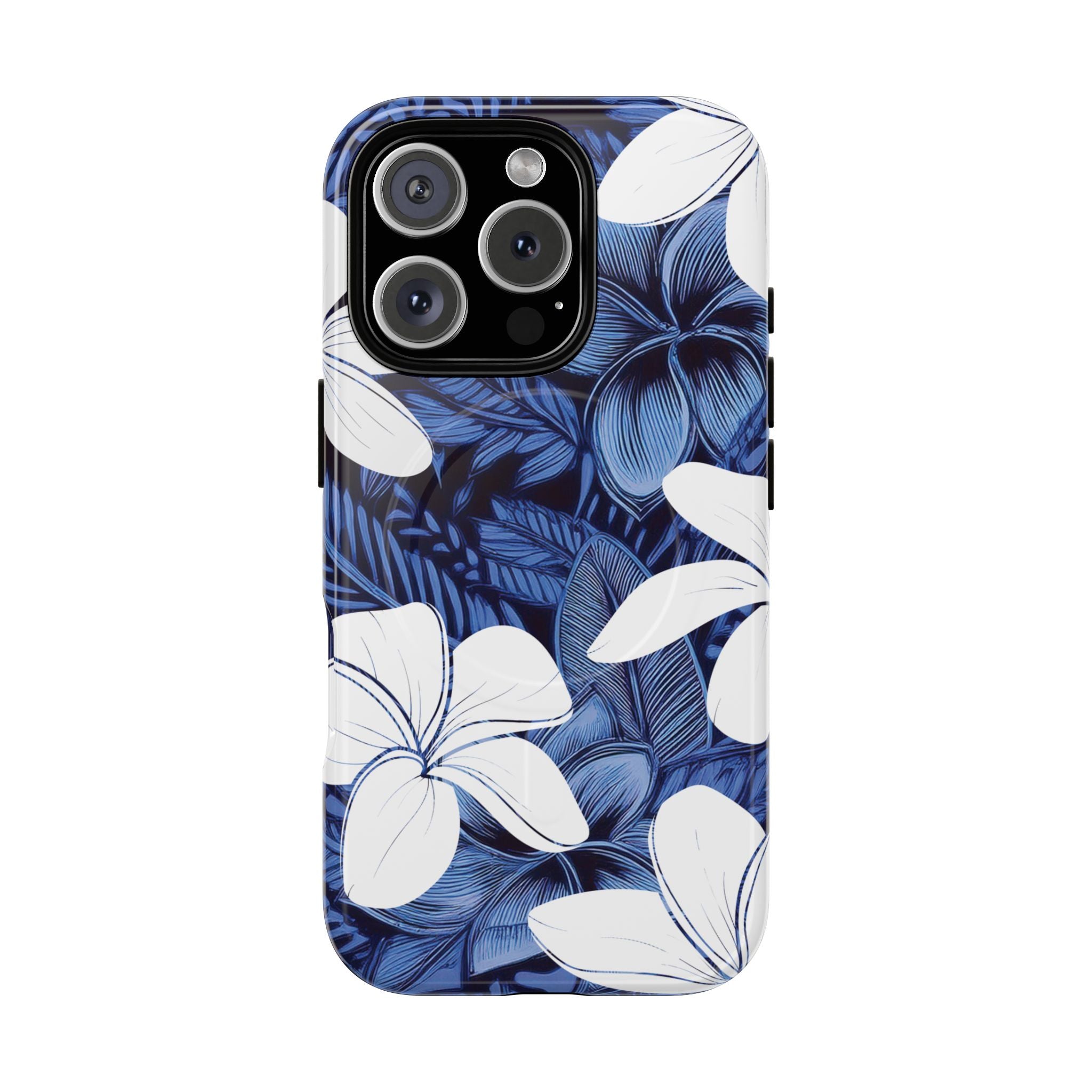 Eternal Blue Plumeria Magnetic Case for iPhone Phone Case The Local Banyan iPhone 16 Pro Glossy