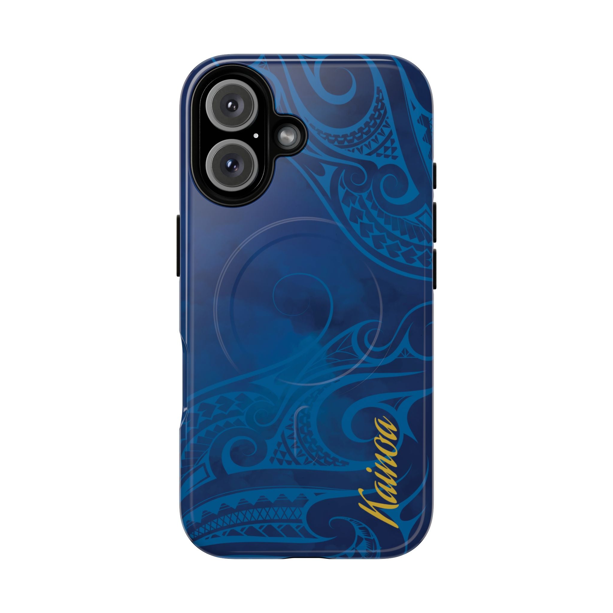 Kai Legacy Personalized MagSafe iPhone Case Detail View - Hawaiian Ocean Blue Polynesian Tribal Design Close Up - The Local Banyan
