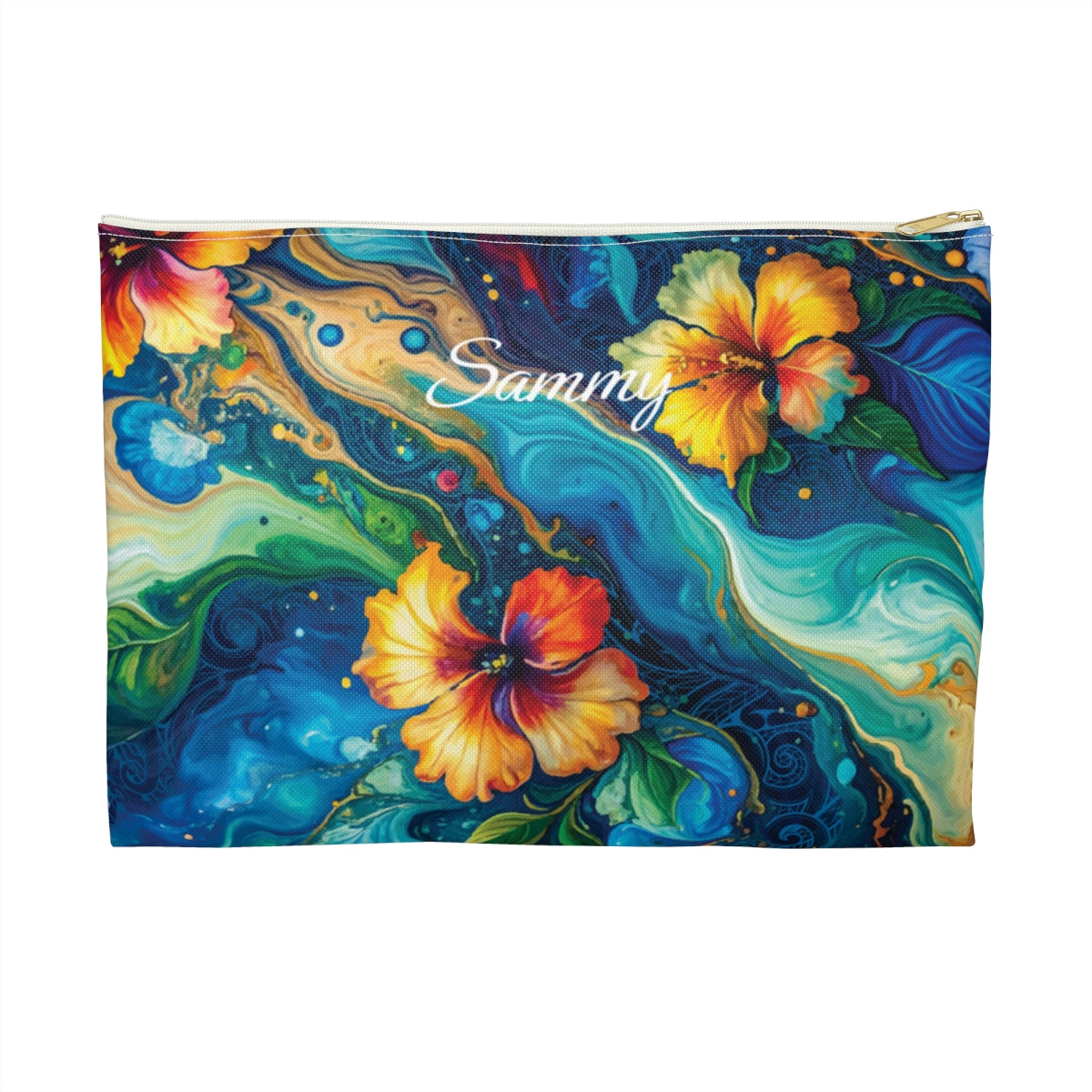 Aloalo Drift Personalized Travel Pouch Pouches The Local Banyan White zipper Large