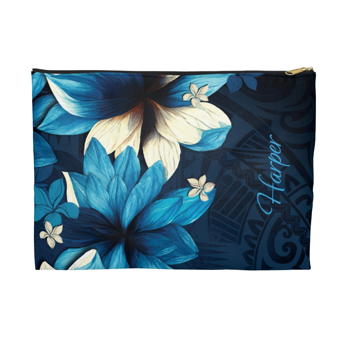 Leilani Nights Personalized Travel Pouch Pouches The Local Banyan Black zipper Large