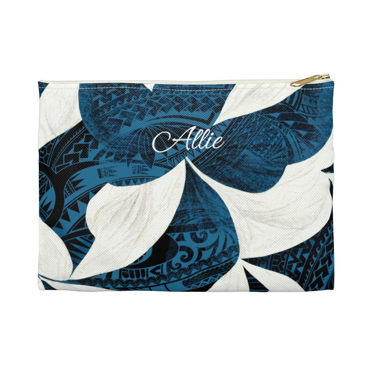 Hana Breeze Personalized Travel Pouch Pouches The Local Banyan White zipper Small