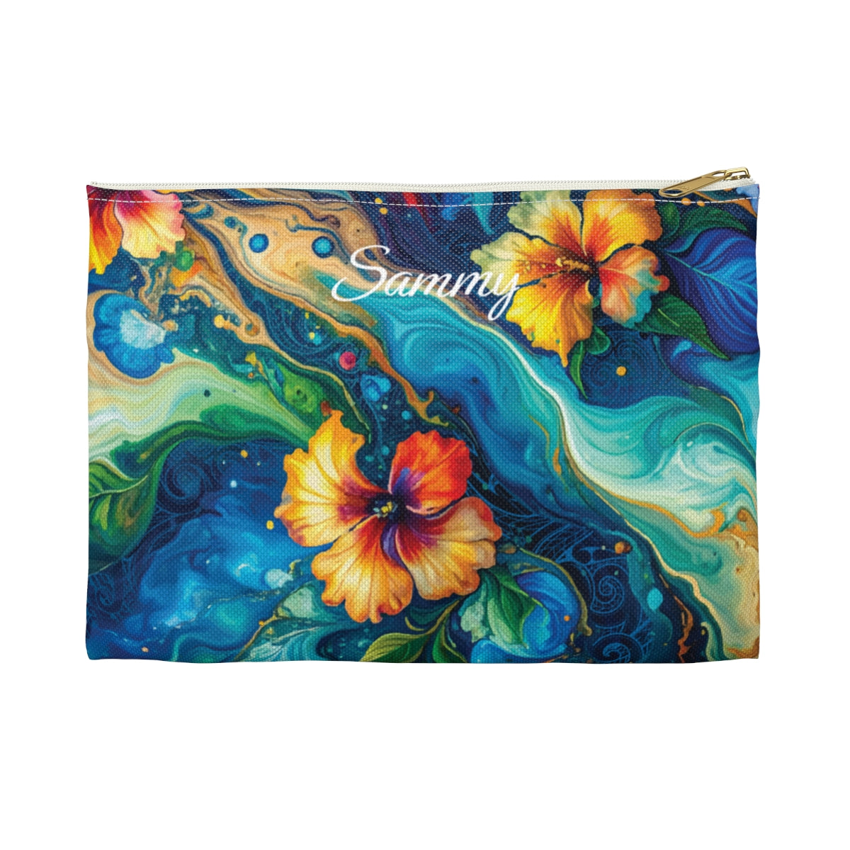 Aloalo Drift Personalized Travel Pouch Pouches The Local Banyan White zipper Small