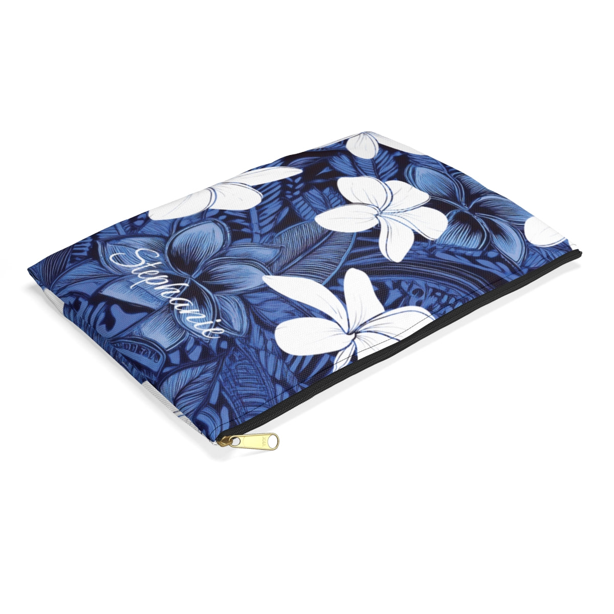 Eternal Blue Plumeria Personalized Travel Pouch Pouches The Local Banyan