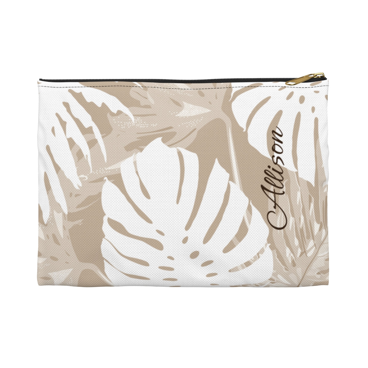 Exotic Monstera Personalized Travel Pouch Pouches The Local Banyan Black zipper Small