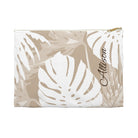 Exotic Monstera Personalized Travel Pouch Pouches The Local Banyan White zipper Small
