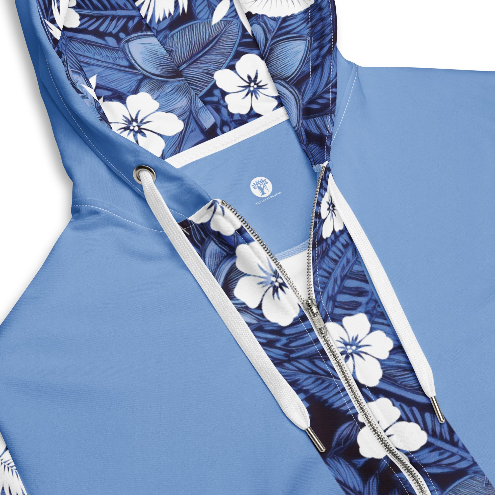 Eternal Blue Plumeria Zip Up Hoodie Zip Up Hoodie The Local Banyan