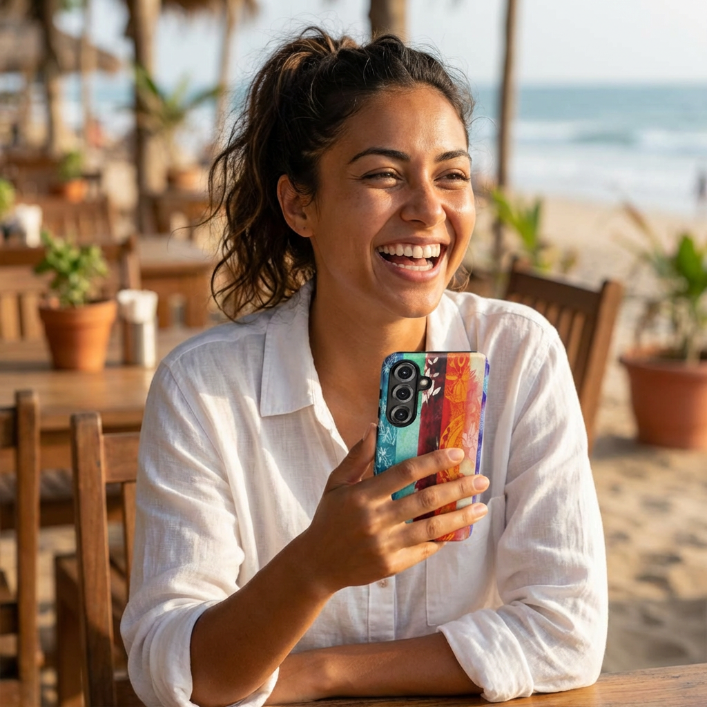 Island Vibes Tough Samsung Galaxy Case Side View - Dual Layer Drop Protection Hawaiian Phone Case - The Local Banyan