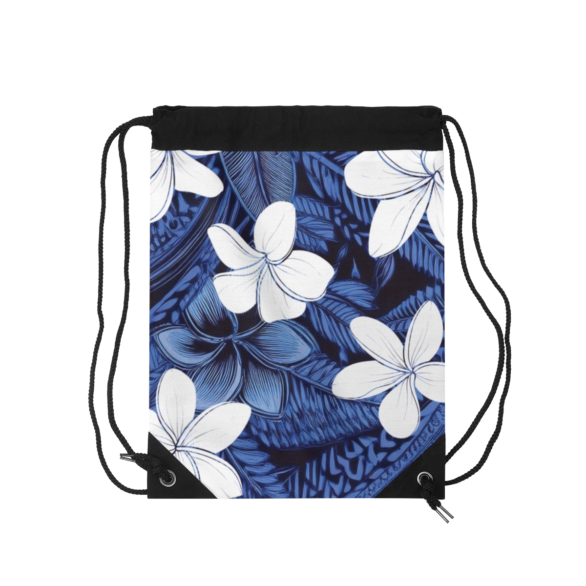 Eternal Blue Plumeria Personalized Drawstring Cinch Bag Backpack The Local Banyan