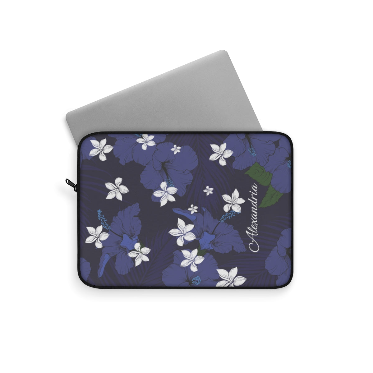 Vintage Blue Plumeria Personalized Laptop Sleeve Laptop Sleeve The Local Banyan