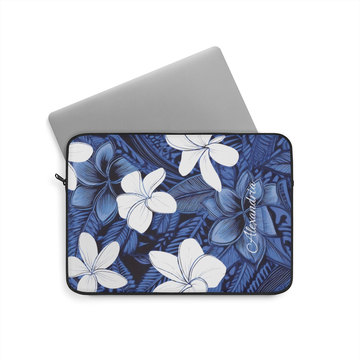 Eternal Blue Plumeria Personalized Laptop Sleeve Laptop Sleeve The Local Banyan