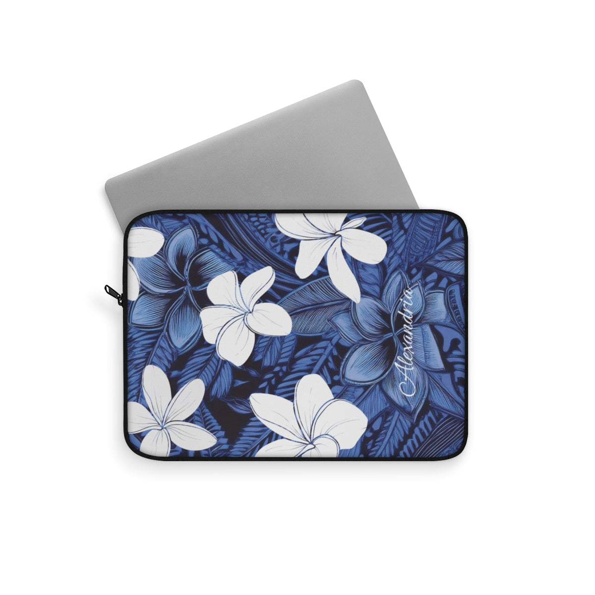 Eternal Blue Plumeria Personalized Laptop Sleeve Laptop Sleeve The Local Banyan